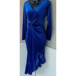 Y2k Royal Velvet Dress Mermaid Fishtail Hem Festival Boho Disco Ball Holiday Wow